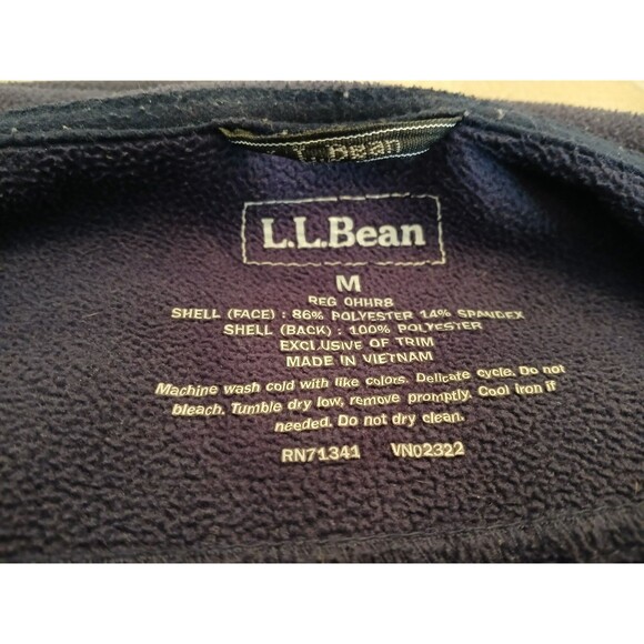 L.L Bean Men's Sweat Jacket Fleece Lined Inside Pockets Full Zip Blue Sz Medium - Picture 8 of 8